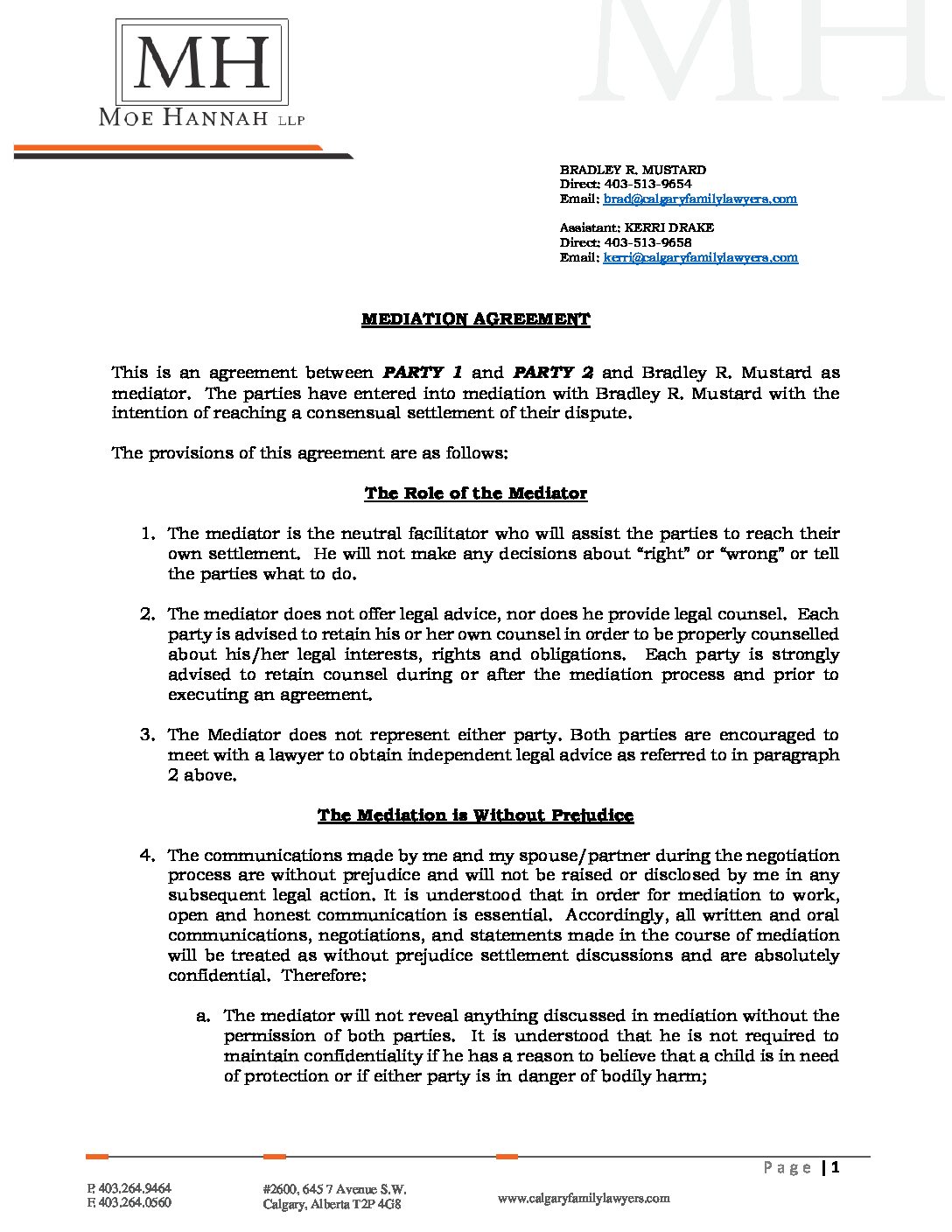 mediation settlement agreement template